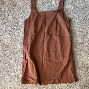 Elegant Brown Linen Blend Dress